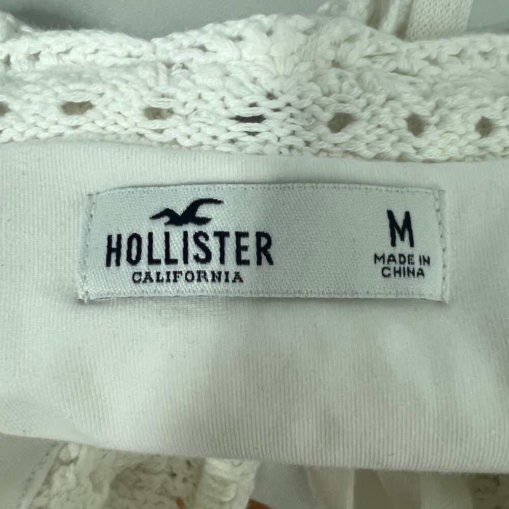 Hollister Juniors Crochet Cropped Top Medium Flirty Girly Coquette Beach Coastal - Picture 7 of 14